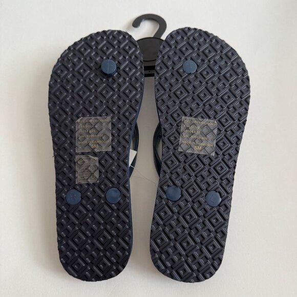 NWT Tory Burch Thin Flip Flop Mixed Logo Blue Sandals Size 5 Summer 10054-K20 - Picture 2 of 9